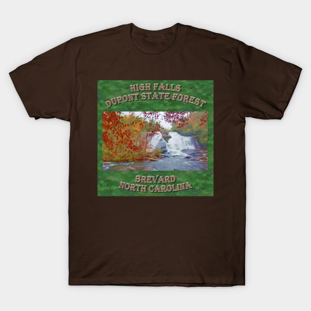 Brevard North Carolina NC High Falls DuPont State Forest - Pretty and Beautiful Waterfall Mountain Nature Scene Tan Letter Version T-Shirt by CDC Gold Designs